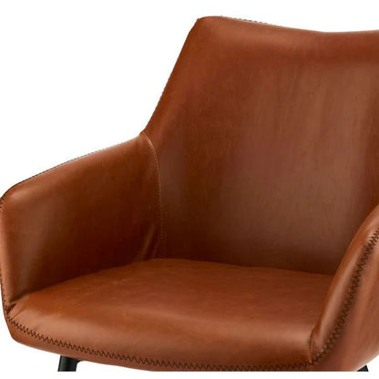 Furnhouse Maria Esszimmerstühle mit Armlehne 2er Set - Kunstleder Cognac Braun