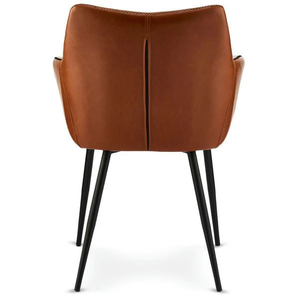 Furnhouse Maria Esszimmerstühle mit Armlehne 2er Set - Kunstleder Cognac Braun