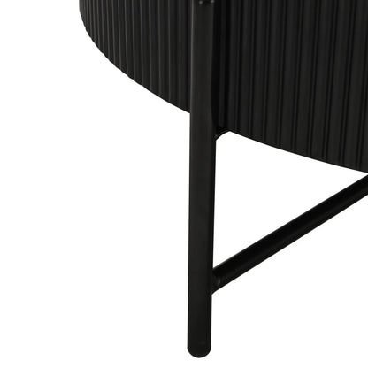 Furnhouse Milo Couchtisch Rund ø80 cm - Marmoroptik & Lamellenoptik Schwarz