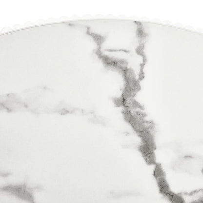 Furnhouse Milo Couchtisch Rund ø80 cm - Marmoroptik & Lamellenoptik Weiß