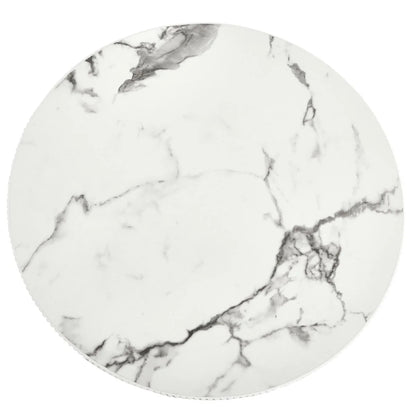 Furnhouse Milo Couchtisch Rund ø80 cm - Marmoroptik & Lamellenoptik Weiß