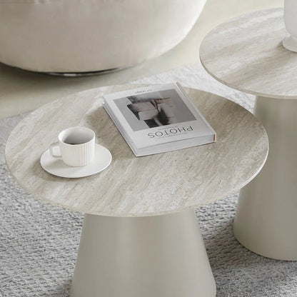 Furnhouse Tango Couchtisch Rund ø60 cm - Travertine-Optik Grau