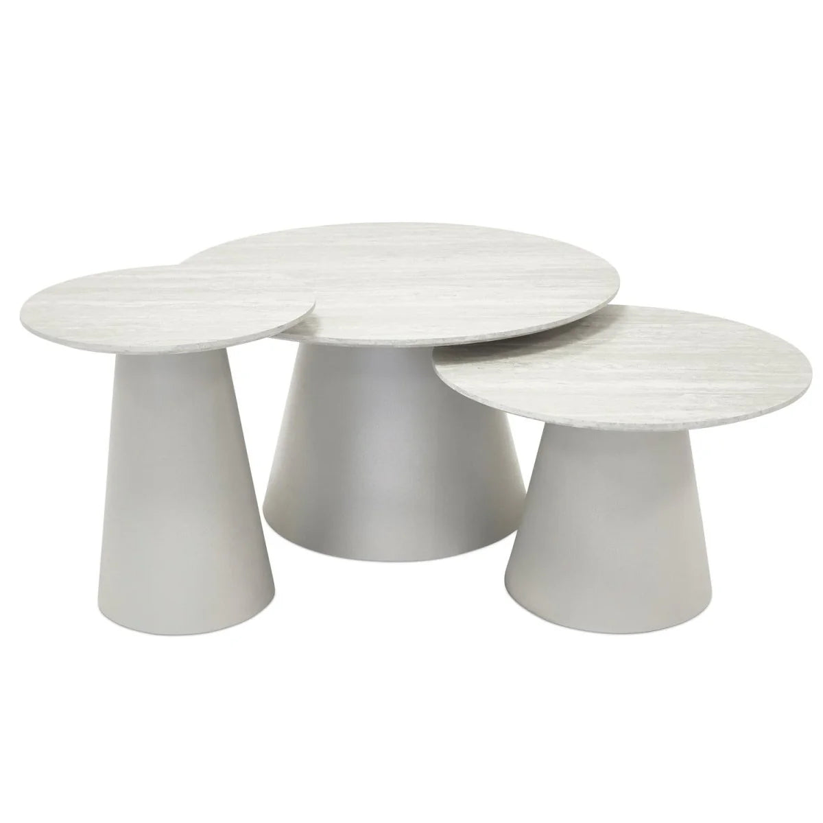 Furnhouse Tango Couchtisch Rund ø80 cm - Travertine-Optik Grau