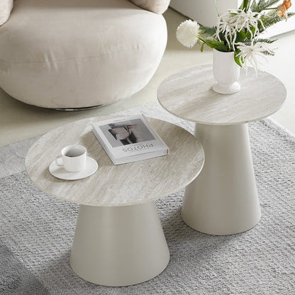 Furnhouse Tango Couchtisch Rund ø80 cm - Travertine-Optik Grau