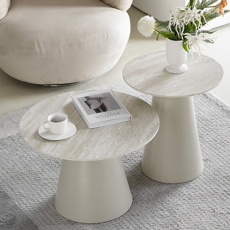 Furnhouse Tango Couchtisch Rund ø80 cm - Travertine-Optik Grau